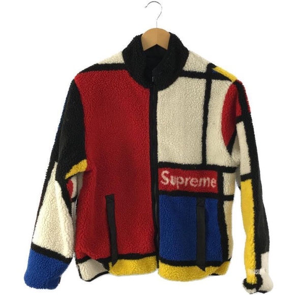 Supreme Reversible Colorblocked Fleece Jacket FW20 Size Large Piet Mondiran